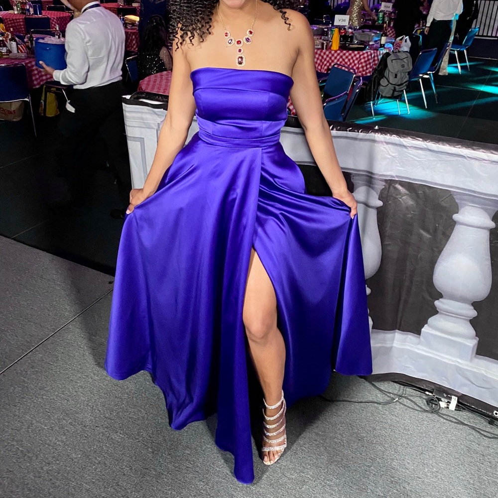 Xscape Purple gown with split